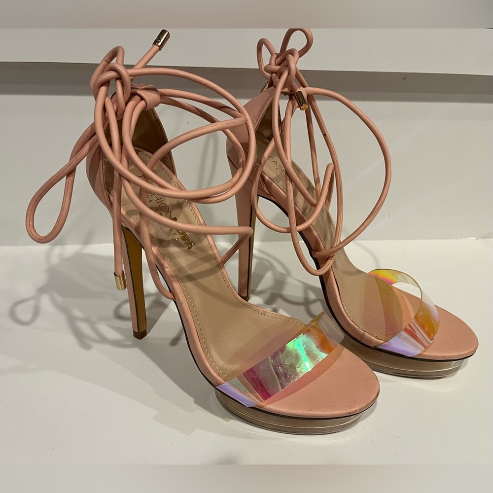 Fashion Nova Pink Strappy Heels Women’s 7.5 US